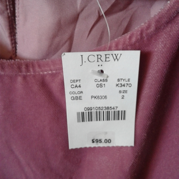 J. Crew beautiful NWT velvet dress round neck, wrap bottom, lined, purple/pink - Picture 8 of 16